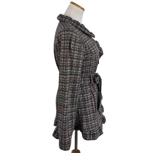 Y2K Self Esteem Ruffle Plaid Jacket Cardigan - Dark Academia Whimsigoth Coquette - Picture 8 of 16